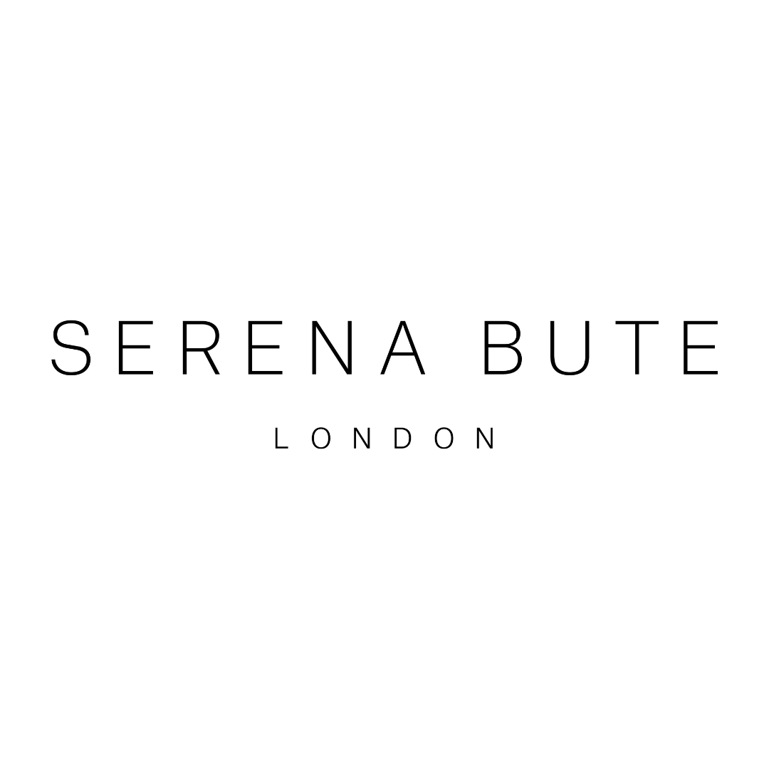 Image of black logo which has serena bute