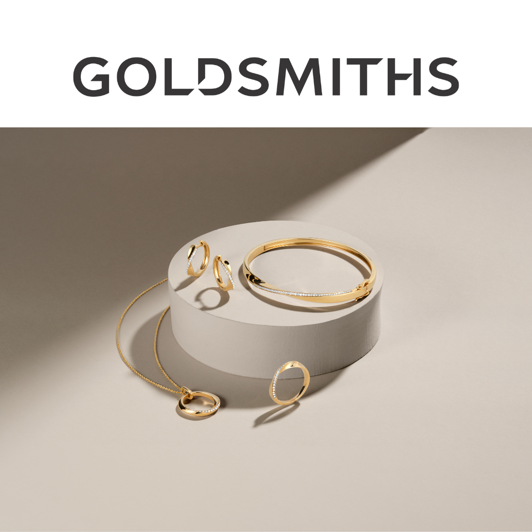 Image of black logo  with gold jewellery Goldsmiths