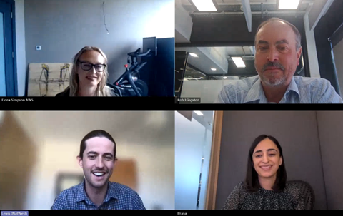 A teams call with two women and two men speaking over teams