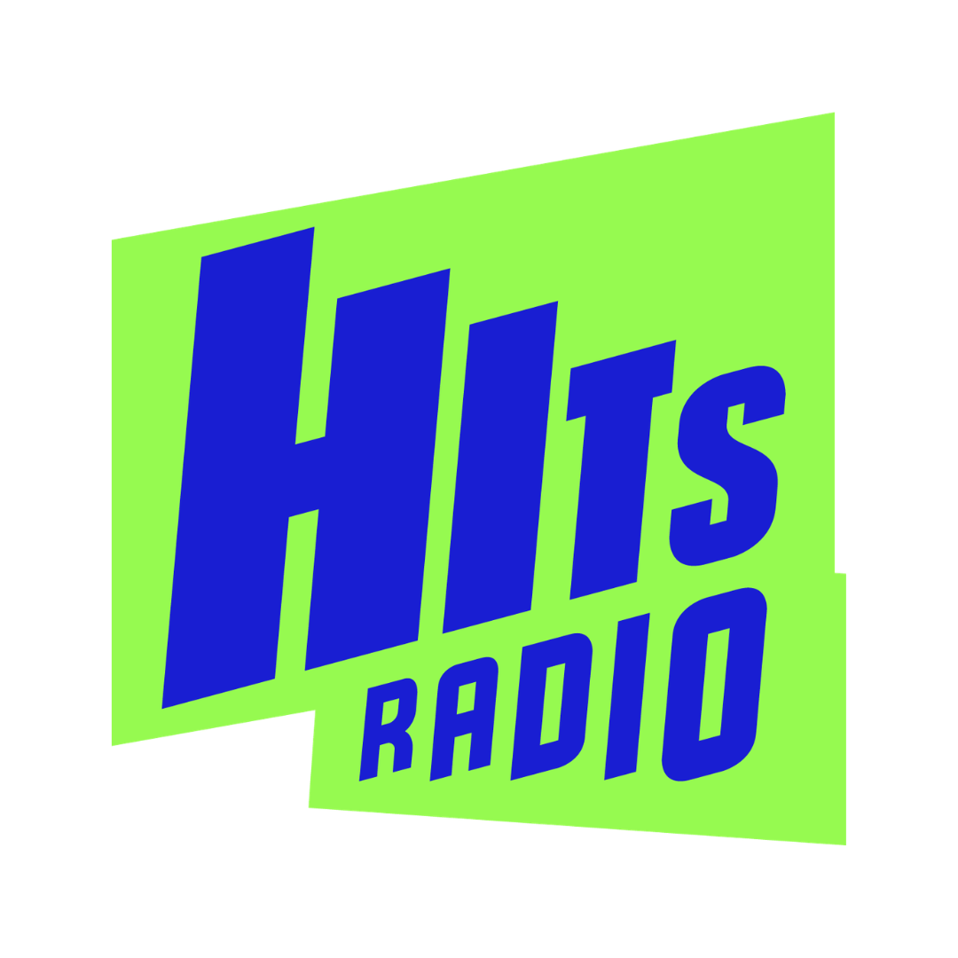 Hits radio green and blue writing logo