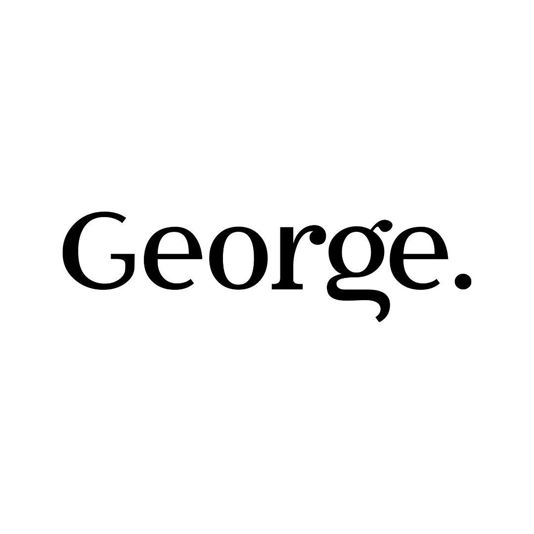 A black logo that says George.