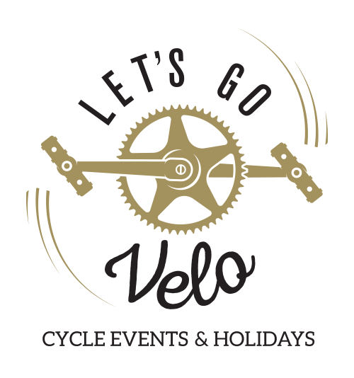 A logo which reads 'Let's Go Velo. Cycle events and holidays'.